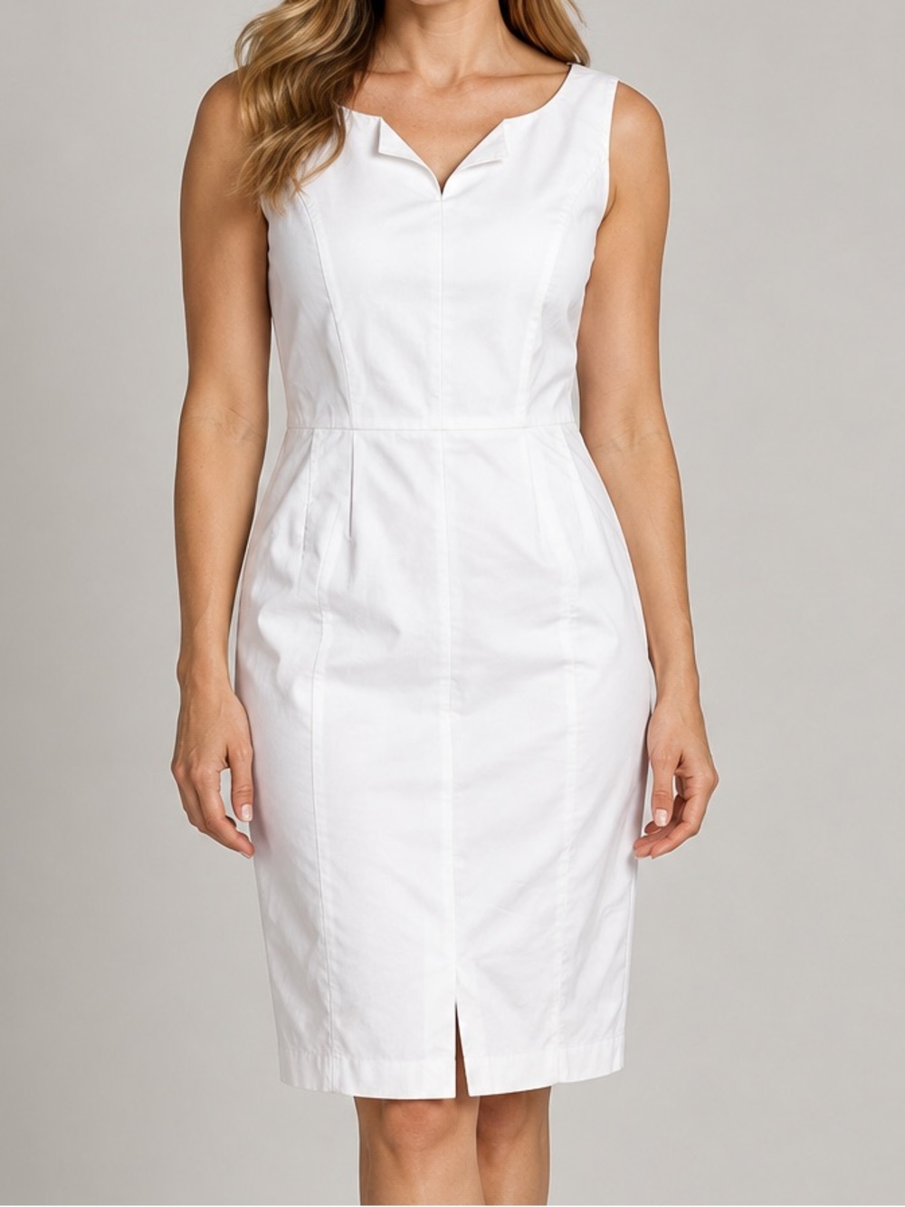 NWT Piazza Sempione White Sleeveless Pencil Dress Sz. 46 IT (US 10)